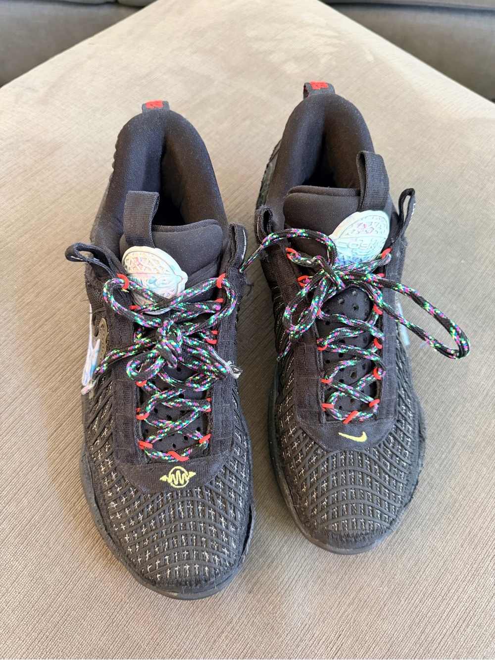 Nike Kids Black Sneakers with Multicolor Laces